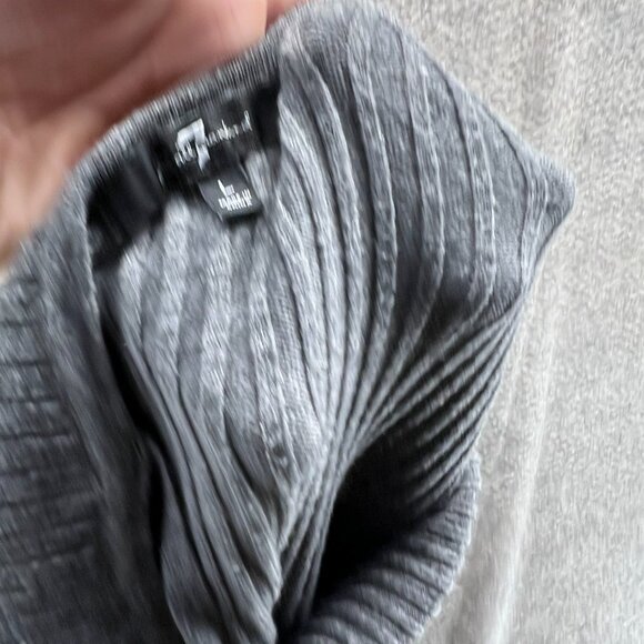 7 For All Mankind Dress Women Large Gray Ribbed Knit Bodycon Midi Slip V-Neck - Picture 8 of 9